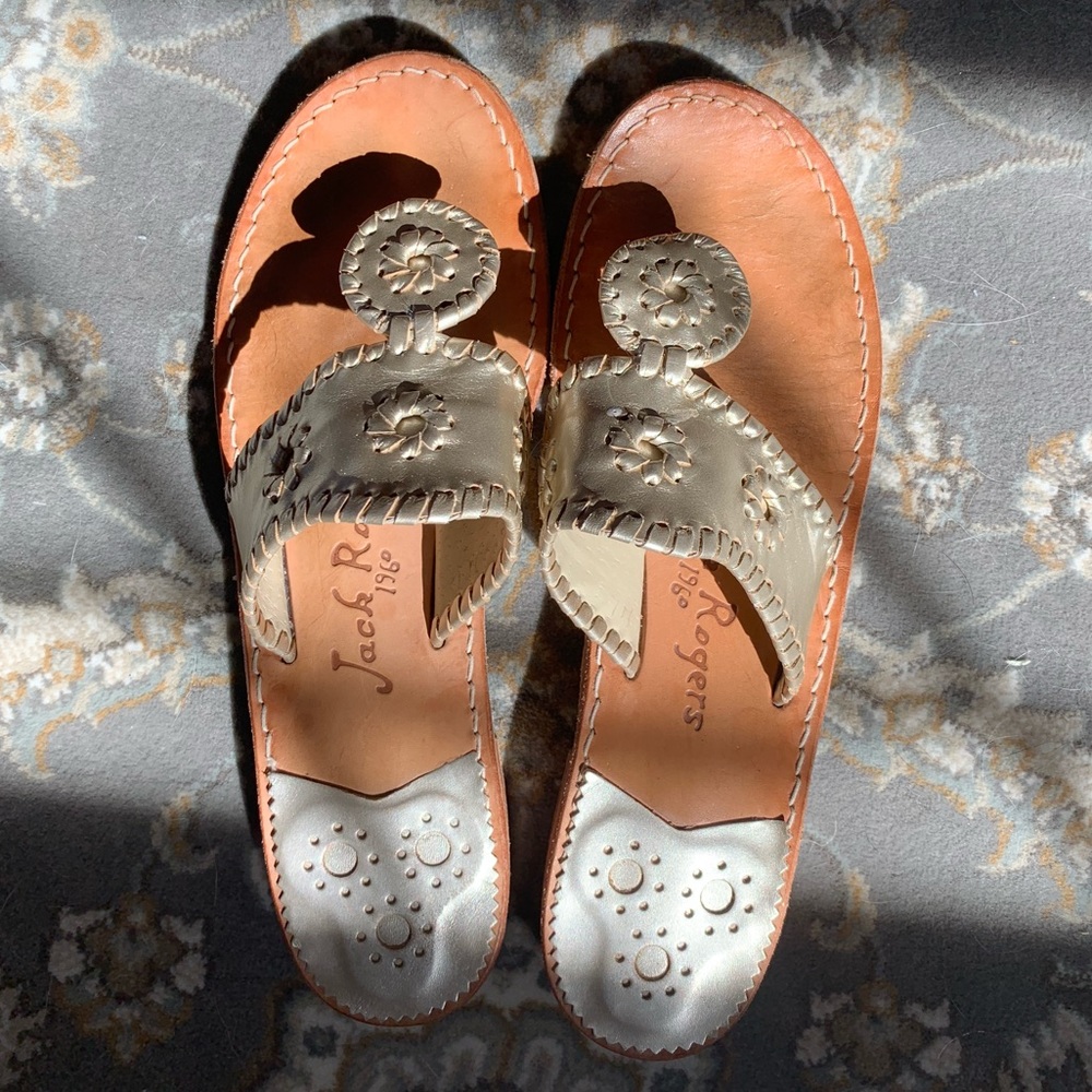 Jack Rogers Hamptons Metallic Thong Sandals 7